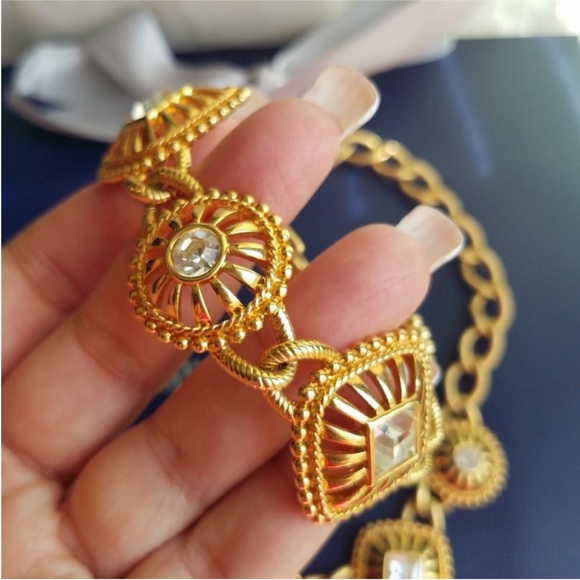 AUTHENTIC Swarovski 24k Gold Plated Chunky Statement Necklace Vintage RARE - Picture 11 of 15